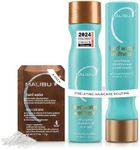 Malibu C Hard Water Wellness Collection - Hard Water Shampoo and Conditioner + Hard Water Mask Packets - Removes Hard Water Deposits & Impurities from Hair - Hydrating Hair Care (6 Ct)