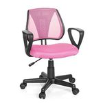 hjh OFFICE Children's Swivel Chair Office Chair Desk Chair KIDDY CD Mesh Armrests Backrest Height-Adjustable Pink