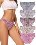 VOENXE Women Bikini Underwear,Seamless Breathable Ladies Panties,No Show Invisible Stretch Briefs Undies for Women 5-Pack