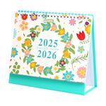 Leofeck Desk Calendar 2025-2026, Watercolor Floral Calendar (January 2025-June 2026), Standing Flip Calendar with Thick Paper, Mini Desktop Calendar for School Office Home, Monthly Desktop Calendar (Flower 2025.1-2026.6)