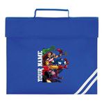 Personalised Name Superheros Classic Book Bag, Study Funny Your Name Kids School Paddle Handle PE Kit Boys Girls Childrens Kids Bag (Royal)