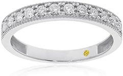 Lab Created Wedding Diamond Ring for Women | Vintage 10K White Gold Certified 1/10 CTW Diamond Promise Band, Anniversary Ring, Stackable Band and Wedding Band | Ring Size 8