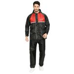 Citizen Reversible Raincoat for Men with Inbuilt Hood, Waterproof Pant & Carry Pouch | Dual Color Sports Style | 190T Polyester with PVC | Durable & Lightweight Rainsuit | Black & Red, L