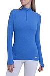 TCA Women's Lightweight Fusion Quickdry Long Sleeve Half-Zip Running Top - Blue Azure Heather, XL