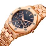 Acnos Stainless Steel Premium Brand Square Analog Black Dial Rosegold Case Rosegold Belt Unisex Watch Hblt-03, Rose Gold Band