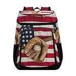 Baseball American Flag Cooler Backpack for Women Men Picnic Cooler Bags Insulated Soft Lunch Backpack with Leakproof Lunch Cooler for Work, Picnics, Hiking, Camping, Beach, Park or Day Trips