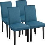 Yaheetech Dining Chairs Set of 4 Fabric Upholstered Dining Room Chairs Kitchen Chairs with Solid Wood Legs for Dining Room Kitchen Living Room Blue