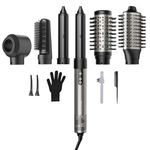 7MAGIC Hair Dryer Brush & 6 in 1 Hair Styler, Silver, 110 Volts, 1200 Watts, Ionic Technology, Fast Drying, Multi Styler for Straight, Wavy, Curly, and Coily Hair, Silver