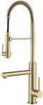 Kraus KPF-1603BG Artec Pro 2-Function Commercial Style Pre-Rinse Kitchen Faucet with Pull-Down Spring Spout and Pot Filler, Brushed Gold Finish, 24.75 Inch