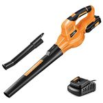 SnapFresh Leaf Blower - 20V Leaf Blower Cordless with Battery & Charger, Electric Leaf Blower for Lawn Care, Battery Powered Leaf Blower Lightweight for Leaf/Dust Blowing(Orange)