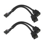 2Pcs USB 2.0 9Pin Female to Dual 9Pin Male Extension Cable Motherboard 9Pin USB2.0 Header Splitter Cable Cord Nylon Braided for Computer Internal Motherboard