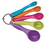 SHATCHI, 5 Spoons for Measuring Food, Durable, Stain Resistant and Dishwasher Safe Plastic, Kitchen Utensils Baking Set, Multicolour