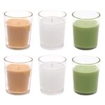 Amazon Brand - Solimo Votive Glass Candles, Pack of 6 (Scented - Jasmine, Lemon Grass & Sandalwood)