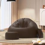 Biggie Bean Bag Biggie Bean XXXXL Bean Faux Leather with Beans Filled 4XL Bean Bag Sofa with Free Cushion and Footrest - Official : Dreamnest Combo (Matching Color : Regular, Brown)