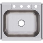 Elkay D125224 Dayton 25-Inch by 22-Inch Stainless Steel Single Bowl Four-Hole Kitchen Sink, Satin Finish