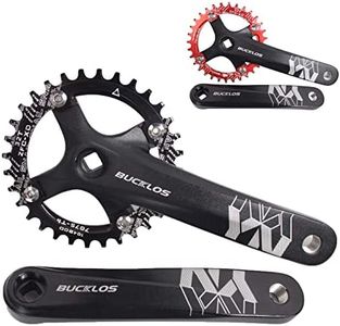 BUCKLOS MTB Mountain Bike Single Speed Square Taper Crankset -170mm Cranksets Bicycle Crank Set with 104BCD 32/34/36/38/40/42T Round/Oval Chainring Fit for Ebike/Commuter Bike