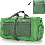 Bekahizar 60L Foldable Duffel Bag Lightweight Travel Duffle Water Repellent Carry On Packable Luggage Bag for Men Women Camping Storage Gym Sport Shopping (Dark Green)
