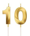 AR Giftzadda Number 3D Golden Candle 10 Number Candle Cake Topper for Birthday/Anniversary Party Celebrations Pack of 1 (10 No. Gold)