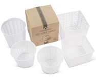 Country Trading Co. Cheese Maker Mould Set of 5 - Baskets for Making Ricotta Quark Cottage and Small Soft Goats Cheeses – Also Great for Paneer Press and Basic Vegan Cheeses – Made in Italy