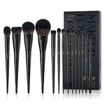 Jessup Makeup Brushes Set 14Pcs Make up Brushes Black Foundation Eyeshadow Contour Concealer Powder Eyeliner Crease Eyebrow Blending Brush, T336