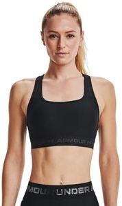 Under Armour UA Crossback Mid Bra-BLK, Womens, Tops, Bras, Mid-Impact, MD