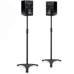 AKOZLIN Universal Speaker Stands Set of 2 Height Adjustable 34"-50" with Cable Management for Home Theater Surround Sound Satellite Speakers& Bookshelf Speakers,Black