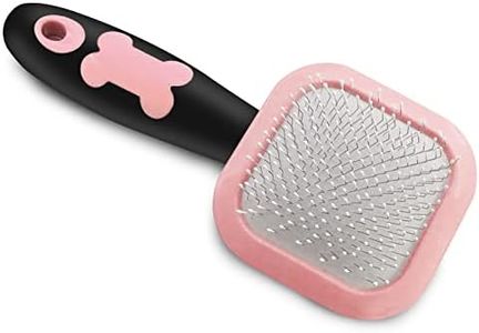 PETPAWJOY Slicker Brush for Dogs - Gently Cleaning Pin Brush for Shedding, Small Dogs, Puppy, Yorkie, Poodle, Rabbits, Cats - Pink