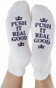 Kindred Bravely Labor and Delivery Inspirational Fun Non-Skid Socks for Maternity (Push it Real Good)