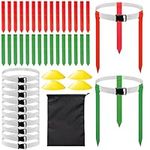 Flantor Flag Football Set, Adjustable Flag Football Belts with 30 Flags, 4 Cones and Pouch for Youth and Adults (15 Red Flags and 15 Green Flags), Red & Green, Standard