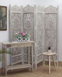 THE WOODEN SHOPPEE Wooden Room Partition and Folding Privacy Screens Wooden Room Divider for Bedroom Home Office Room Divider Room Partition (White Wash)