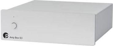 Pro-Ject Amp Box S3, Micro audiophile stereo power amplifier with 2 x 50 W peak power, Trigger jack, Stereo RCA input sockets, Silver