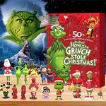 2024 Christmas Advent Calendar,Green Monster Advent Calendar,24PC Cute Cartoon Figures Doll Christmas Countdown Calendar for Kids Doll Collectible Figures (A)