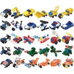 ENHANA 30 Boxes Building Block Military Vehicles Engineering Fire Mini Cars Building Sets for Party Favors Kids Prizes 3D Assembly Cars Truck Helicopter for Boys and Girls