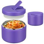 12oz Insulated Vacuum Food Jar with Buckle Lid Wide Mouth Soup Thermo for Hot Food Kids Leakproof Stainless Steel Lunch Container (Purple, 12OZ)