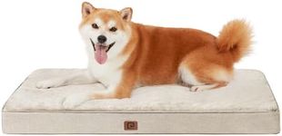 EHEYCIGA Orthopedic Memory Foam Dog Beds for Large Dogs with Removable Waterproof Liner, Beige, 35x23