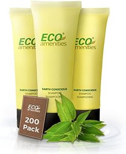 ECO amenities Travel Size Shampoo Bulk - 200 PACK, 30mL, 1 oz Hotel Shampoo Supplies for Guests - Green Tea Scent Eco Shampoo, Mini Shampoo with Flip Cap and Biodegradable Clear Container