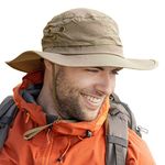 Comhats Large Sun Hat Men L - XL, Wide Brim UV Safari Bonnie Hats for Summer Outdoor Hiking Fishing Walking, Waterproof & Windproof Khaki 60-63cm