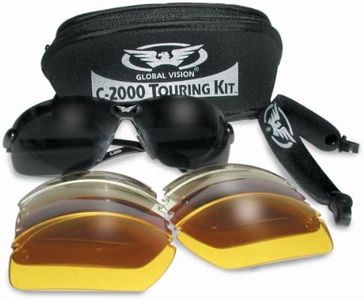 Motorcycle/Biker Glasses/Sunglasses Touring Kit Complete With 5 Sets Of Interchangeable Lenses And Storage Pouch Plus A Global Eyewear Store Microfibre Lens Cloth