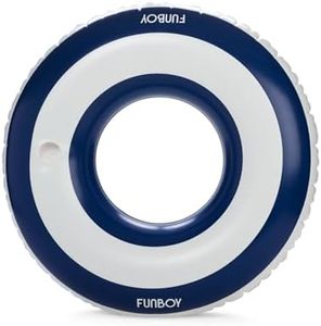 FUNBOY Giant Navy Blue Stripe Inflatable Tube Pool Float with Cup Holder 48" | Large Pool Float for Adults | Inner Tube Swimming Pool Toys Swim Rings | Pool Lounger Float for Pool Party & Summer