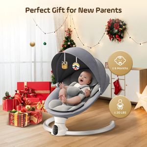 Fdlscpem Electric Baby Swing – Light Grey, Soothing Motion Seat