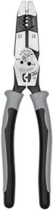 Klein Tools J2159CRTP Side Cutting Pliers, Made in USA, 9-Inch Journeyman High Leverage Hybrid Pliers with Crimper, Fish Tape Puller and Wire Stripper