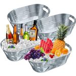 4PCS 4 Gallon Galvanized Metal Beverage Ice Tub Beer Drink Storage Cooler Withcarry Ice Tub Galvanized Ice Buckets for Party