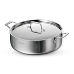 TRAMONTINA Stainless Steel Aeion Triply 30Cm/6.2L Casserole With Ss 304 Lid Healthy, Non Toxic Stock Pot Biryani Sauce Stay Cool Handle 10 Year Warranty, Glossy Finish, 6.2 Liter, Silver