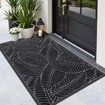 Grandaily Front Door Mat Indoor Outdoor Waterproof Doormat, Non Slip Natural Rubber Welcome Mat, Heavy Duty Durable Super Absorbent Entryway Rugs, 71"x47", Black