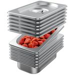 HNEDSEN 6 Pack Stainless Steel Hotel Pan with Lids 1/4 Size 2.5 Ince Deep Steam Table Metal Food Pan Steamer Trays for Buffet Catering Pans Metal Commercial Kitchen Pans