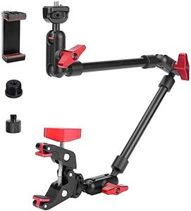 JEBUTU 22"/57cm Adjustable Magic Arm with Super Clamp Camera Mount, Articulating Arm Friction Magic Arm Camera Mount Clamp with 1/4" Thread for LED Light Microphone Video Rig Tripod