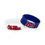 Aminco NCAA Mississippi Ole Miss Rebels Silicone Rubber Bracelet, 2-Pack