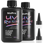 Nicpro UV Resin 200g, 2 PCS Upgrade Crystal Clear Ultraviolet Epoxy Resin Glue Kit, Low Odor & Quick Curing Sunlight Hard UV Resin for Jewelry Making, Handmade DIY Craft, Coating and Casting