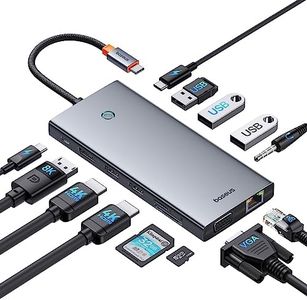 Station d'accueil USB C Hub, Baseus 13-in-1 Station d'accueil 2 HDMI 4K@60Hz, DisplayPort, VGA, Transfert de données 10Gbps, PD 100W et Ethernet pour Ordinateur Portable Dell/HP/Lenovo/Surface