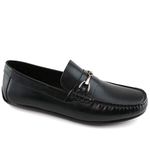 MJNY Mens Casual Comfortable Genuine Leather Lightweight Driving Moccasins Classic Fashion Buckle Loafer Slip On Breathable Driving Loafer Black Napa 9